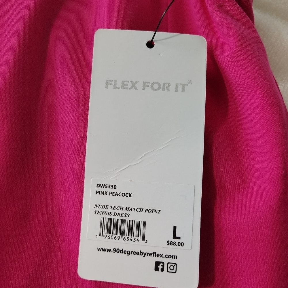 90 Degree by Reflex Pink Peacock Nude Tech Tennis Dress L - Picture 4 of 10